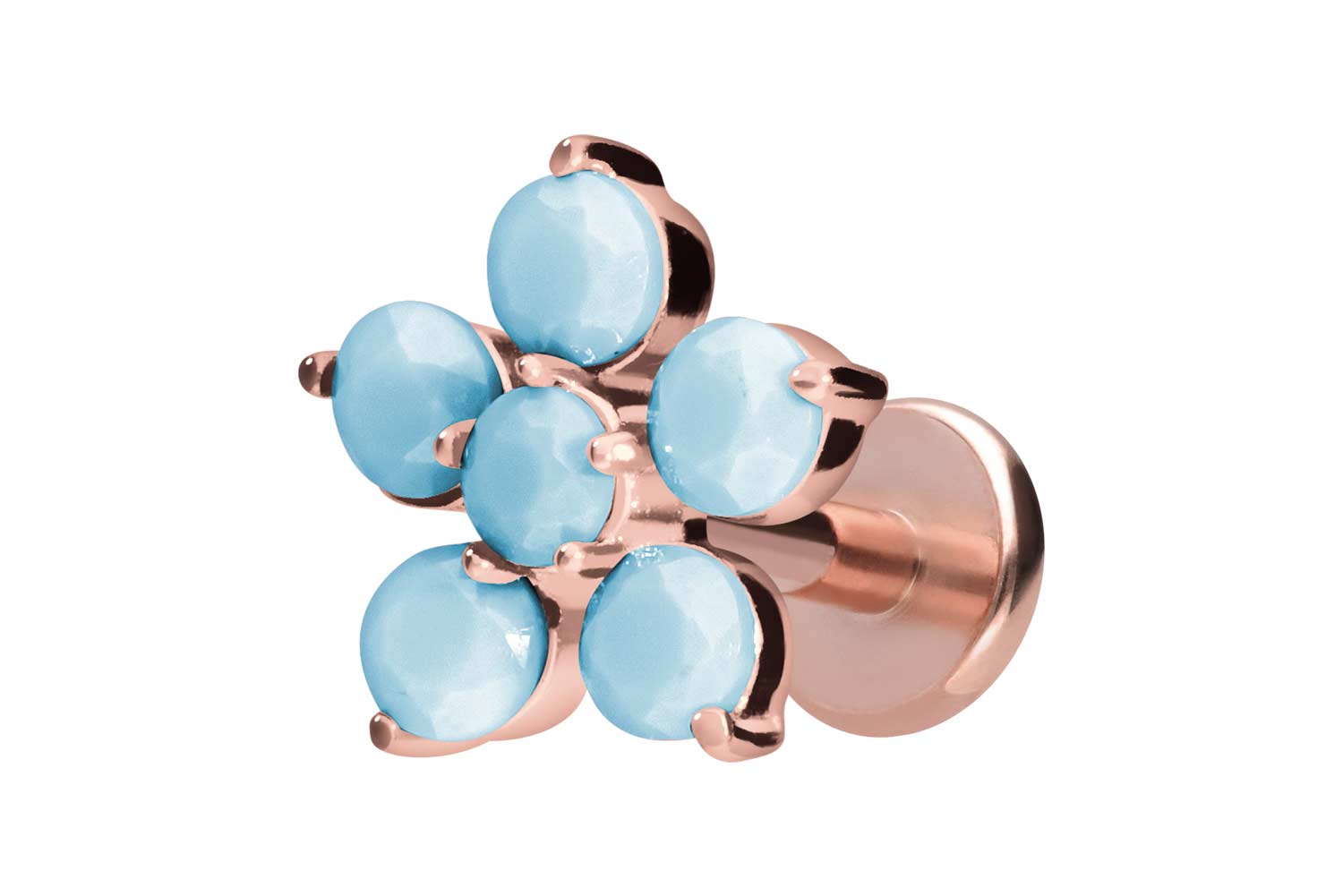 Titan Labret Piercing mit Innengewinde BLUME + SYNTHETISCHE TÜRKISE